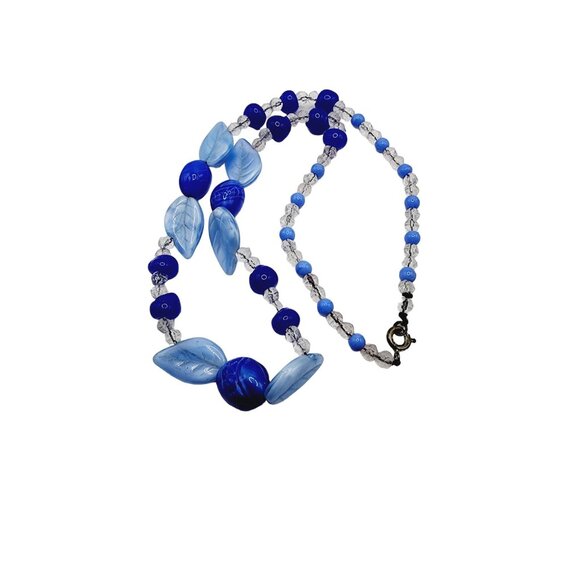 Antique Art Deco Glass Leaf Necklace Strung On Wire (A2572) - Picture 2 of 5